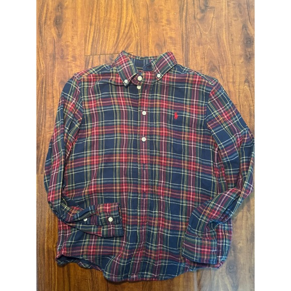 Polo Ralph Lauren Red Plaid Multi Color Flannel Shirt Boys Sz Medium 10/12 Pony - Picture 3 of 7